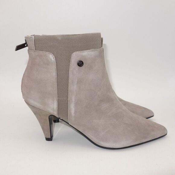 NEW BANDOLINO Bari Beige Elastic Comfort Pointy Toe Kitten Heel Zip Women's 7.5 - Picture 5 of 8